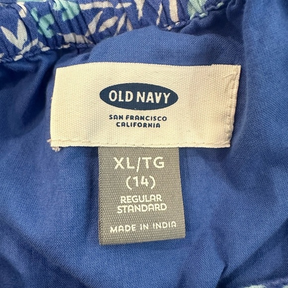 Old Navy Blue Floral  Print Midi Summer Dress Youth Womens S/XS 14 EUC - Picture 5 of 6